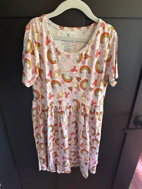 BAMBOO Pink Rainbow & Ice Cream Print Kids Dress